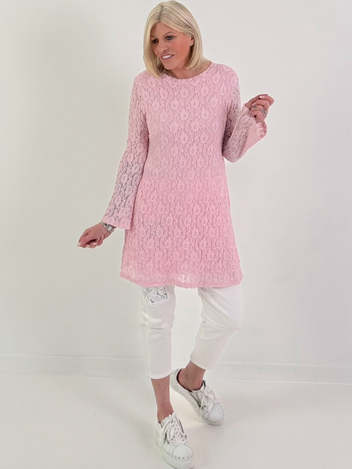 Tunic/Dress with Slit Pockets - Pink