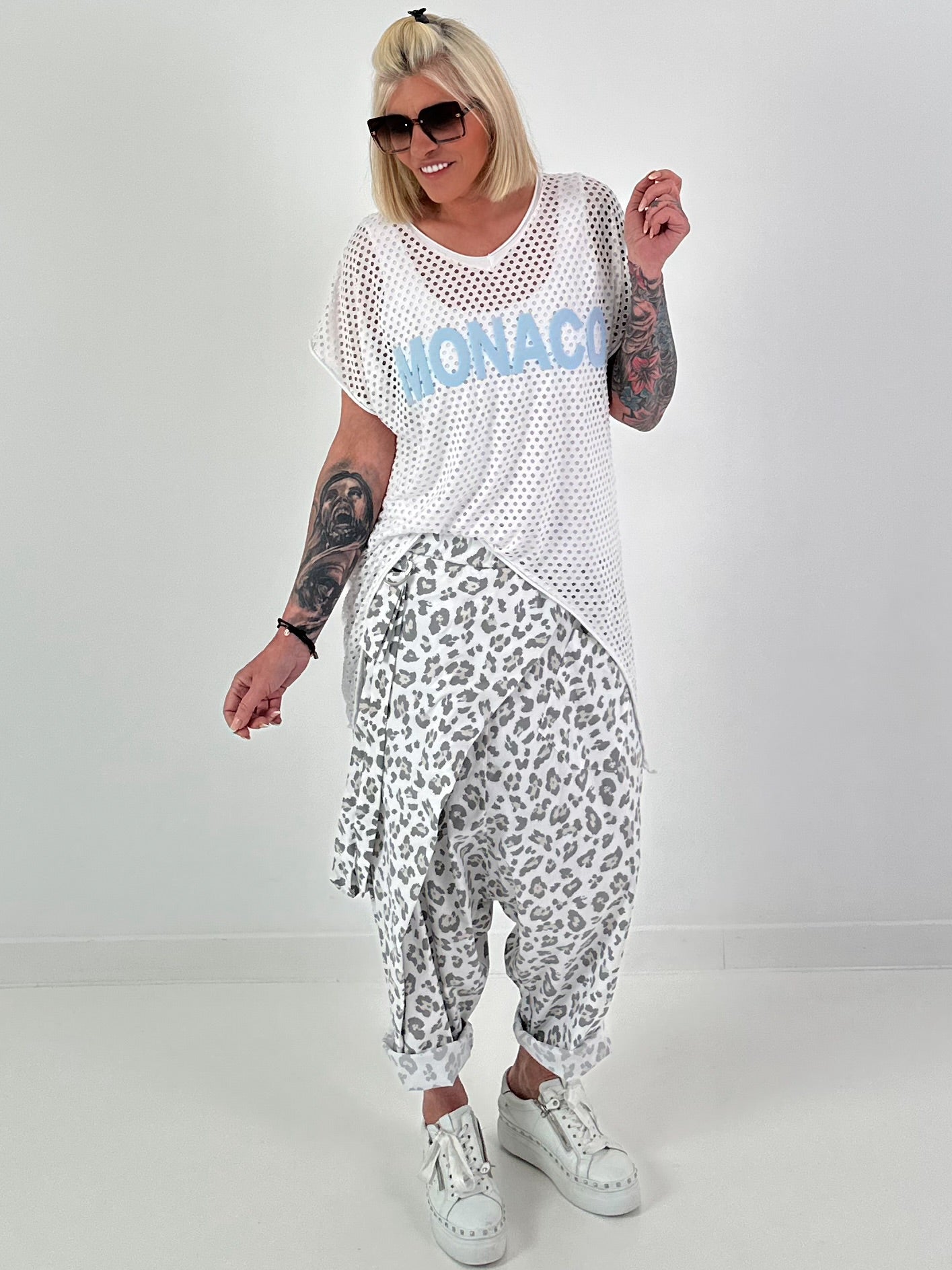Netzshirt Monaco - weiss-hellblau