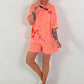 Two-piece set with leopard print - pink-orange