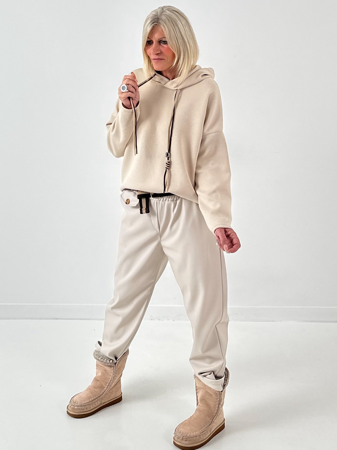 Hoodie model "Steel Hood" - beige