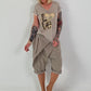 T-Shirt Love mit Leo- und Paillettendetails - taupe