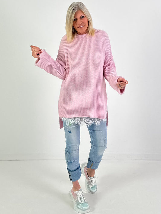 Trui model "Zijsplit" - roze