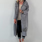 Hooded coat with print - gray