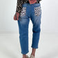 Boyfriend Jeans mit Leo Taschen - denim