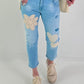 Jeans mit Häkel-Patches - denim