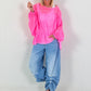 Tunic with flounce hem - neon pink