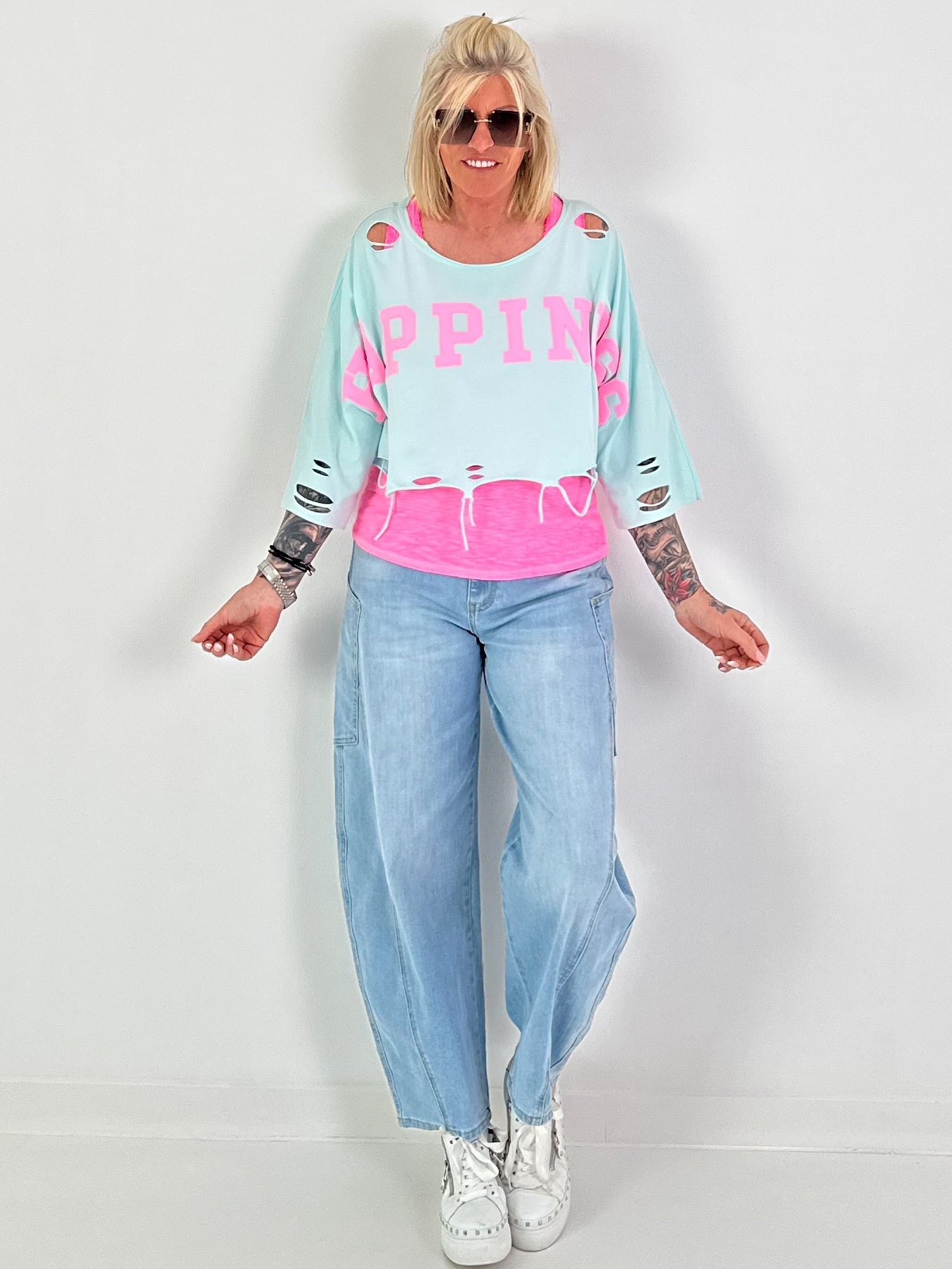 Cropped Sweater Happiness - mint