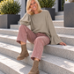 Sweater with trumpet sleeves - taupe