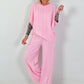 Two-piece set with asymmetrical shirt - pink