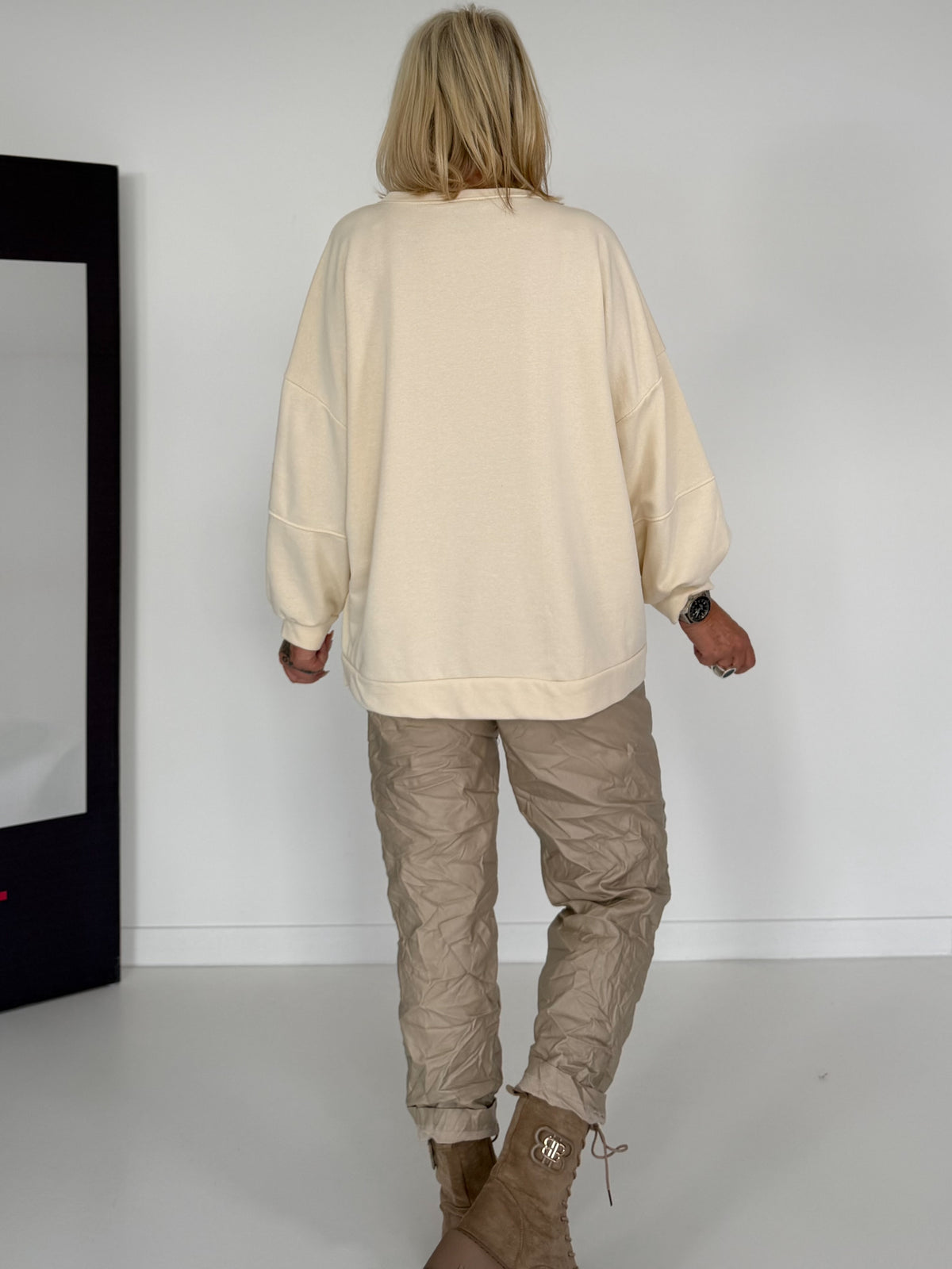 Sweater mit 3D-Print - beige-leo