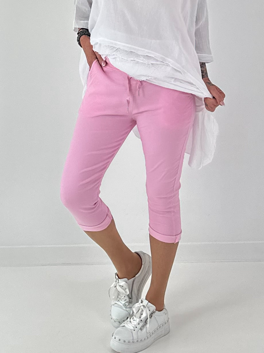 Capri Hose mit Bindeband - rosa