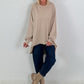 Oversized Shirt mit Statement Spruch auf dem Rücken - beige