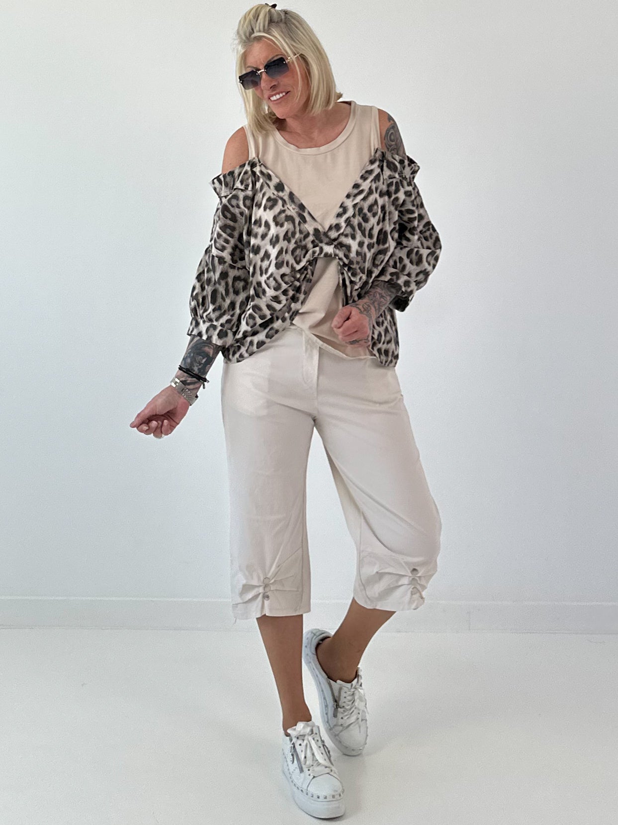 Tunika mit integrierten Top - Leo beige