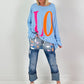 Oversized shirt model "Love Pop" - blue