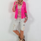 Crochet tie-front cardigan - neon pink