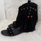 Boho Sandalen mit Fransen - schwarz