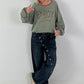 Sweater with reverse seams and print - olive