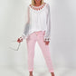 Silk Tunic with Crocheted Neckline - White