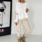 Oversized Sweater mit Strasskreuz - ecru-beige