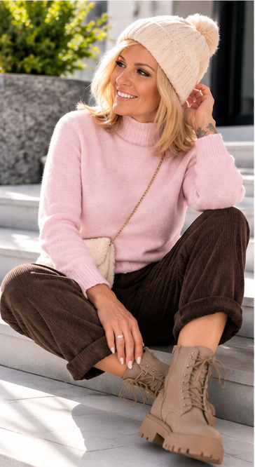 Mock-neck sweater - pink