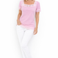 T-Shirt mit Spitzendetails - rosa