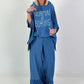 Oversized Hooded Denim Shirt - Dark Blue