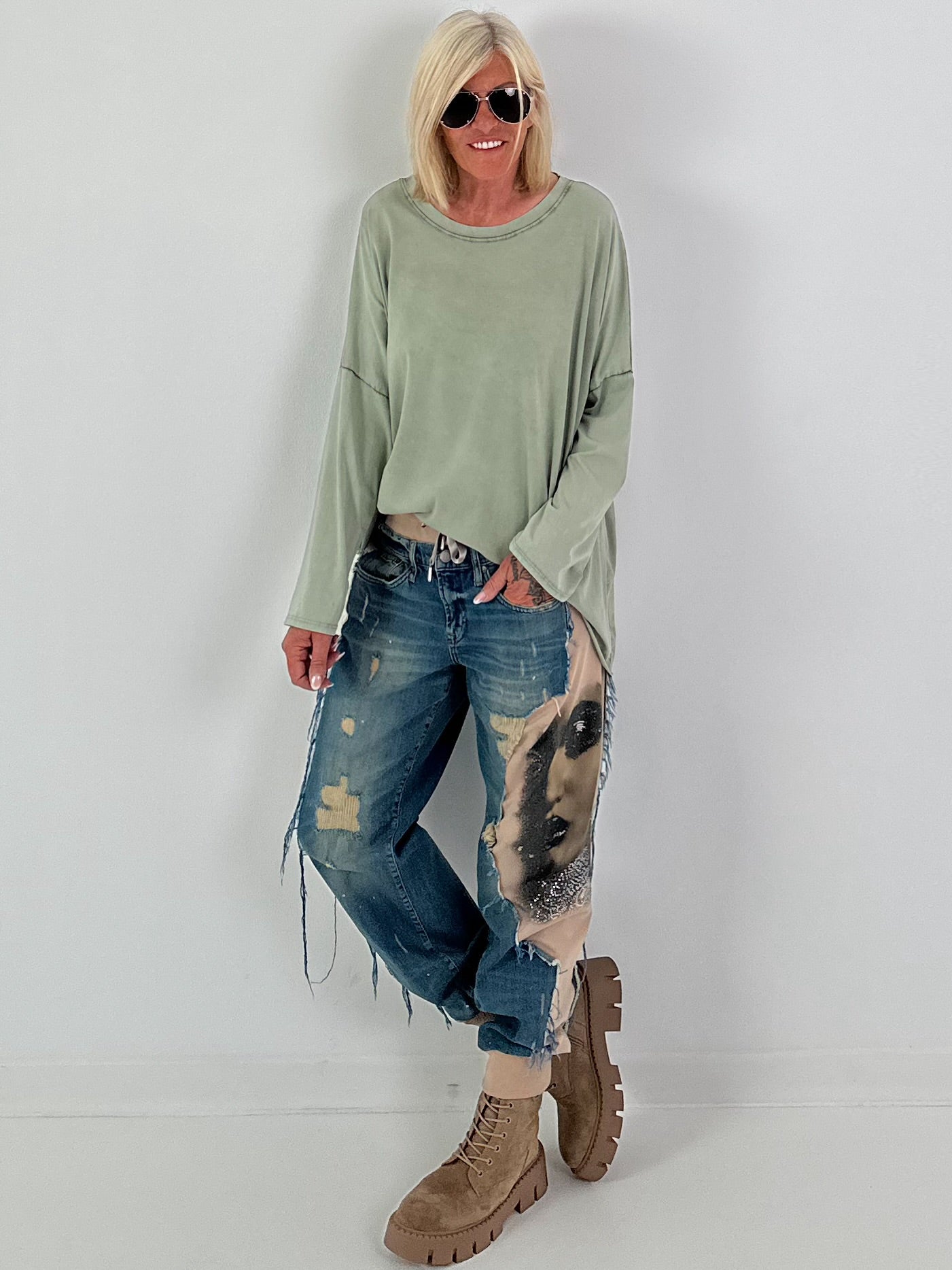 Oversized Shirt stone washed - khaki