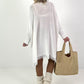 Strickkleid mit Fransen - weiss