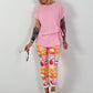 Blouse shirt with side tie knot - pink