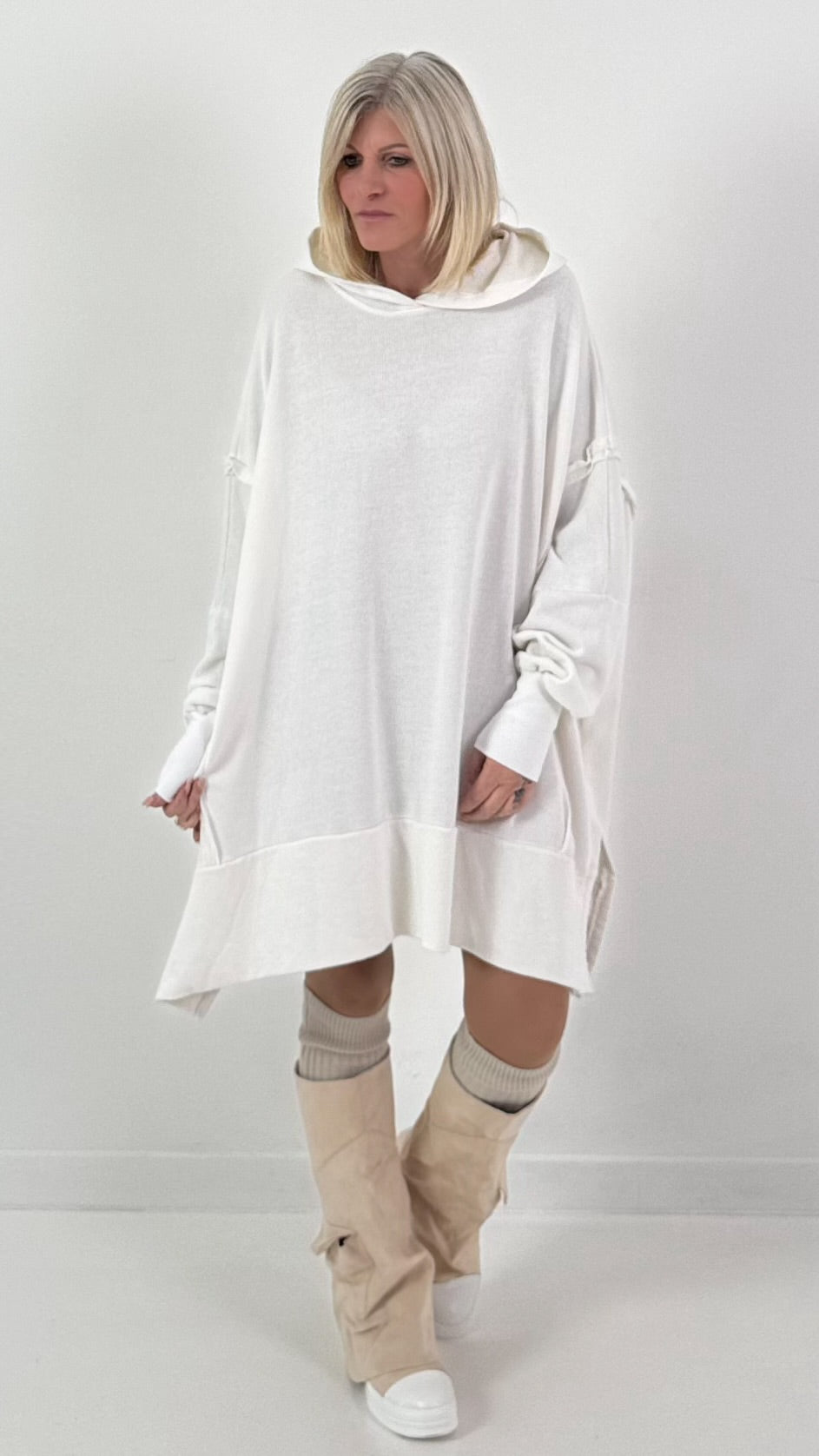 Oversized hoodie model "Rockwave" - ​​​​wit