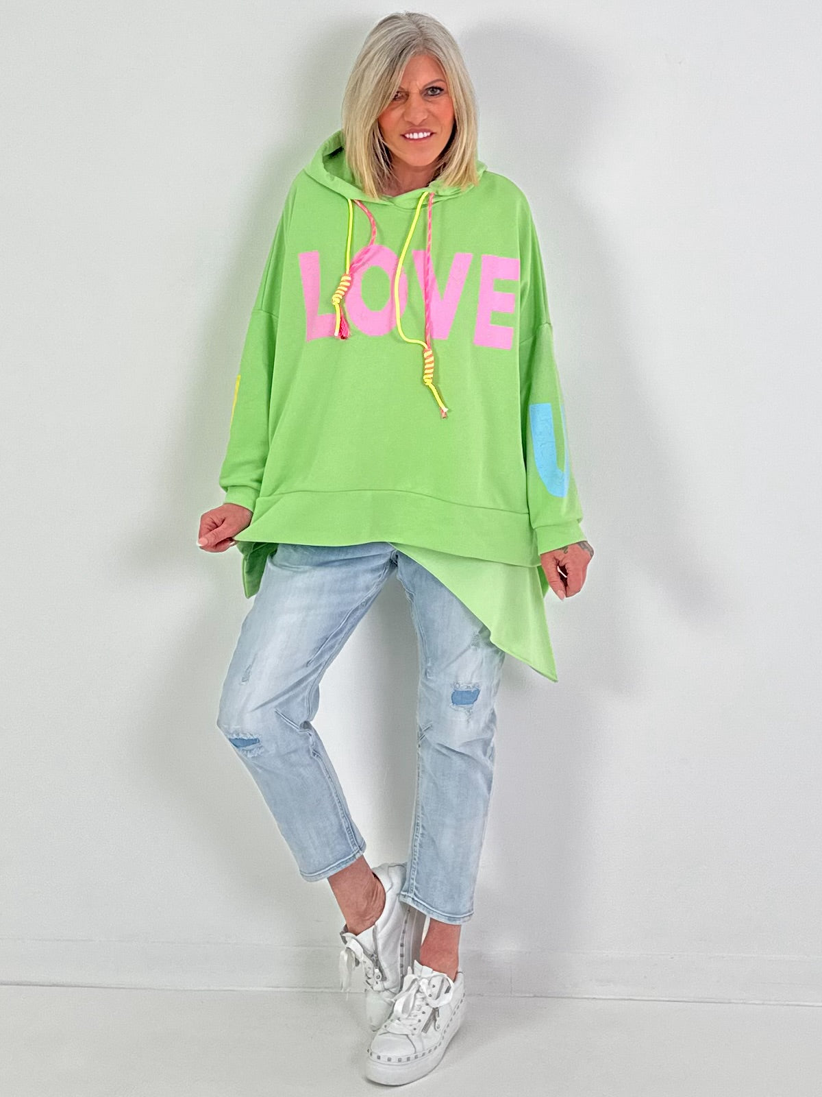 Oversized hoodie met liefdesmotief - groen