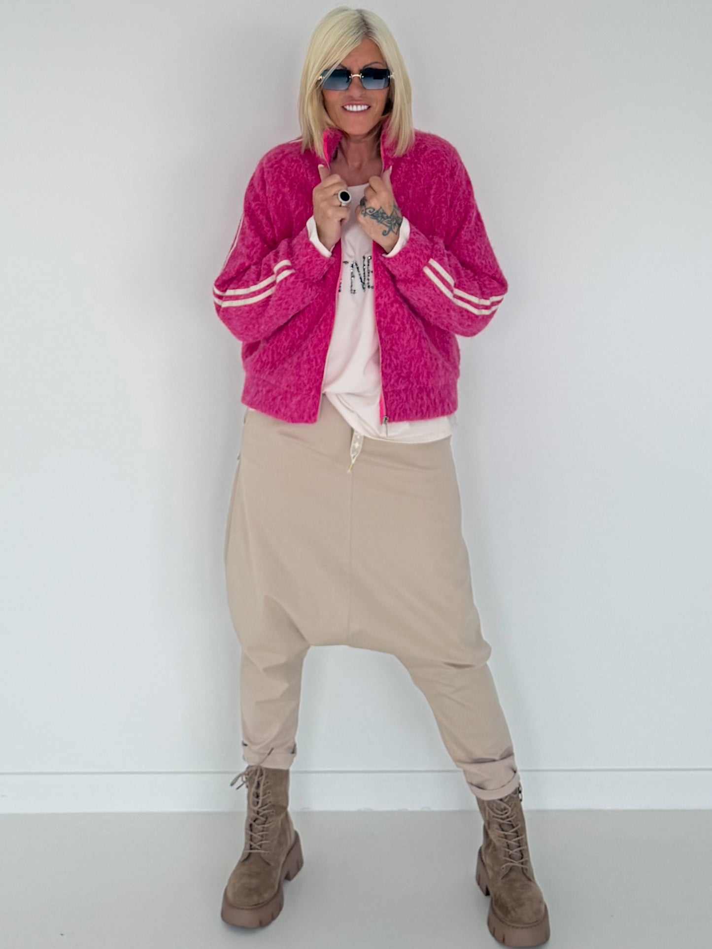 Jacke mit Streifen-Details - pink ( lieferbar ab ca. 01.09.26)