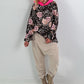 Hoodie mit Neonkapuze und Print - schoko-mehrfarbig