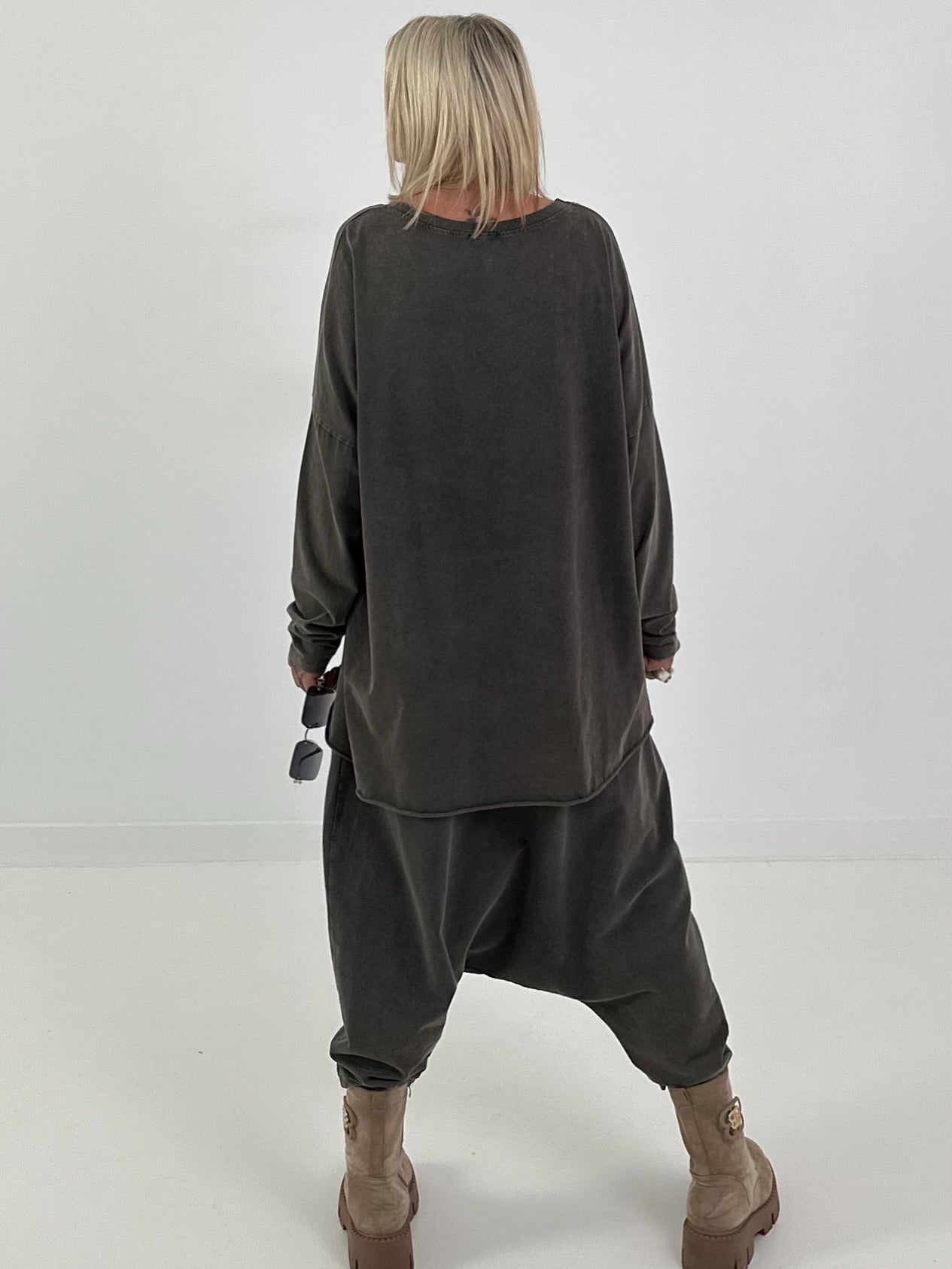 Haremhose mit aufgesetzter Tasche - anthrazit
