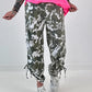 Cargo camouflage broek met smokwerk aan de pijp - kaki-wit
