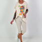 Oversized Shirt with Front Print - beige