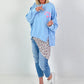 Oversized Sweater Dog Mom - Light Blue