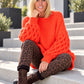 Oversized Pullover mit Grobstrickärmeln - neonorange