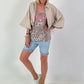 Sommer Crop-Jacke mit halben Arm - beige