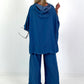 Oversized Hooded Denim Shirt - Dark Blue