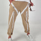 Trousers with zipper details - camel