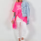 Oversized Jeansjacke mit Pattentaschen - denim