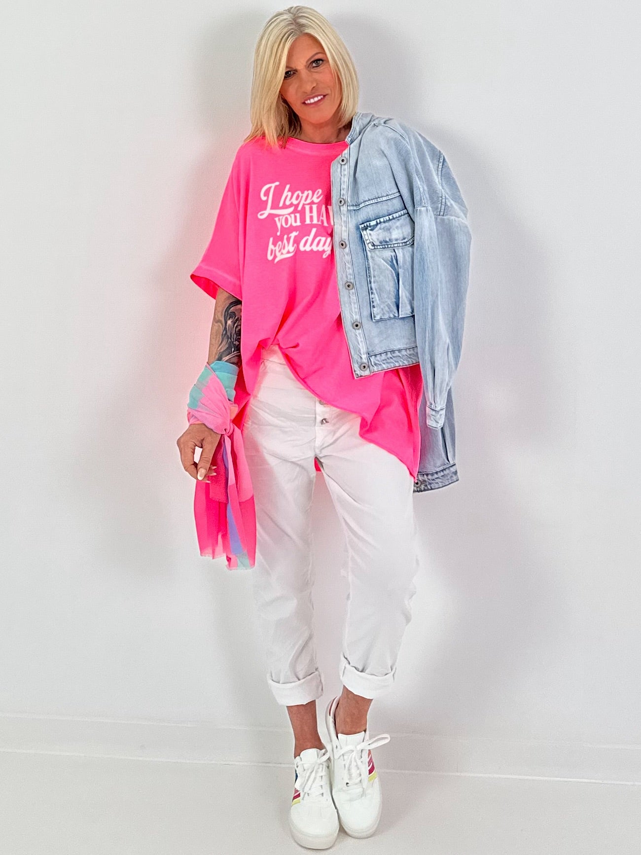 Oversized Jeansjacke mit Pattentaschen - denim