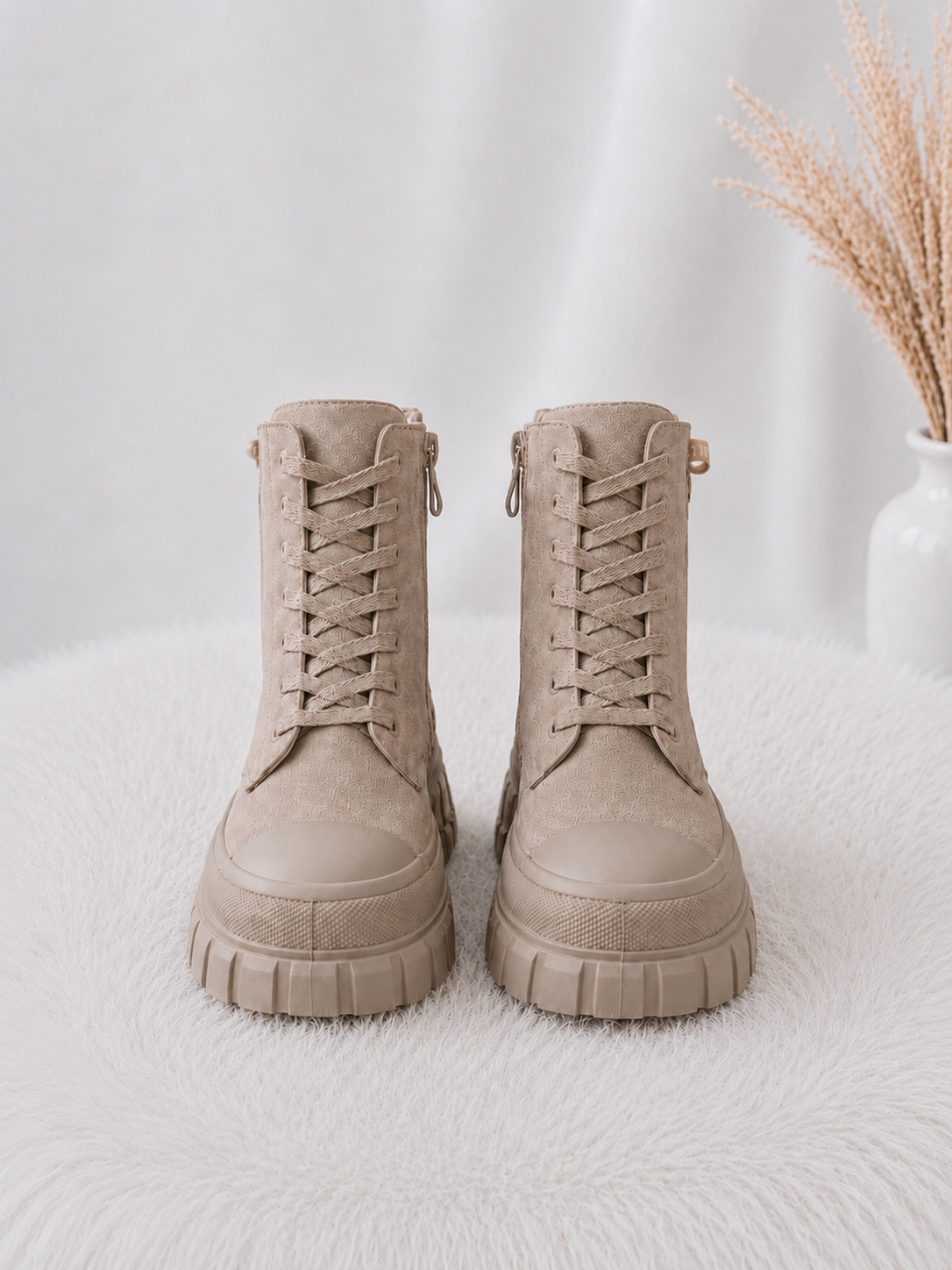 High Sneaker in Wildleder-Optik  - beige-leo