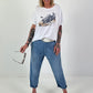 T-Shirt mit Schuhprint - weiss-dunkelblau