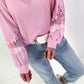 Pullover mit Spitzeneinsätzen - rosa