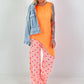 Musselin Hose mit Streifen - neonorange-weiss-pink