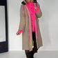 Mantel in Teddy-Curl-Optik und Neon-Akzenten - taupe