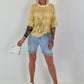Pailletten Shirt mit Streifen - gelb-champagner