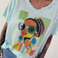 Oversized T-shirt with front print - mint